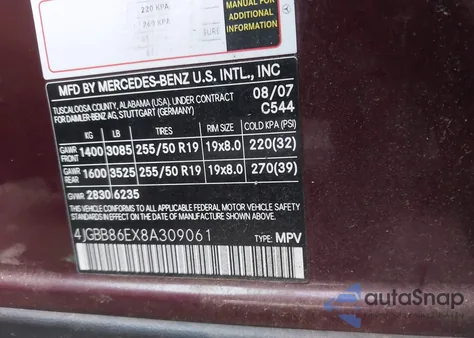 2008 Mercedes-Benz Ml 350 4Matic z USA, uszkodzony, nr VIN 4JGBB86EX8A309061